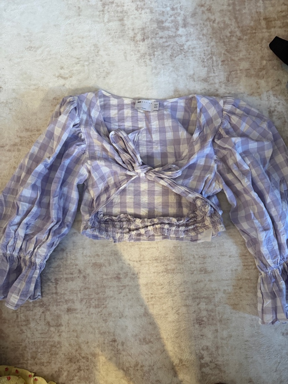 ASOS Lilac Gingham Tie-Front Crop Top